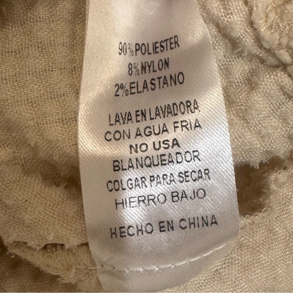 Sadie & Sage Cream Textured Chenille Cropped Zip Hoodie Jacket S Elastic Hem - Picture 7 of 8